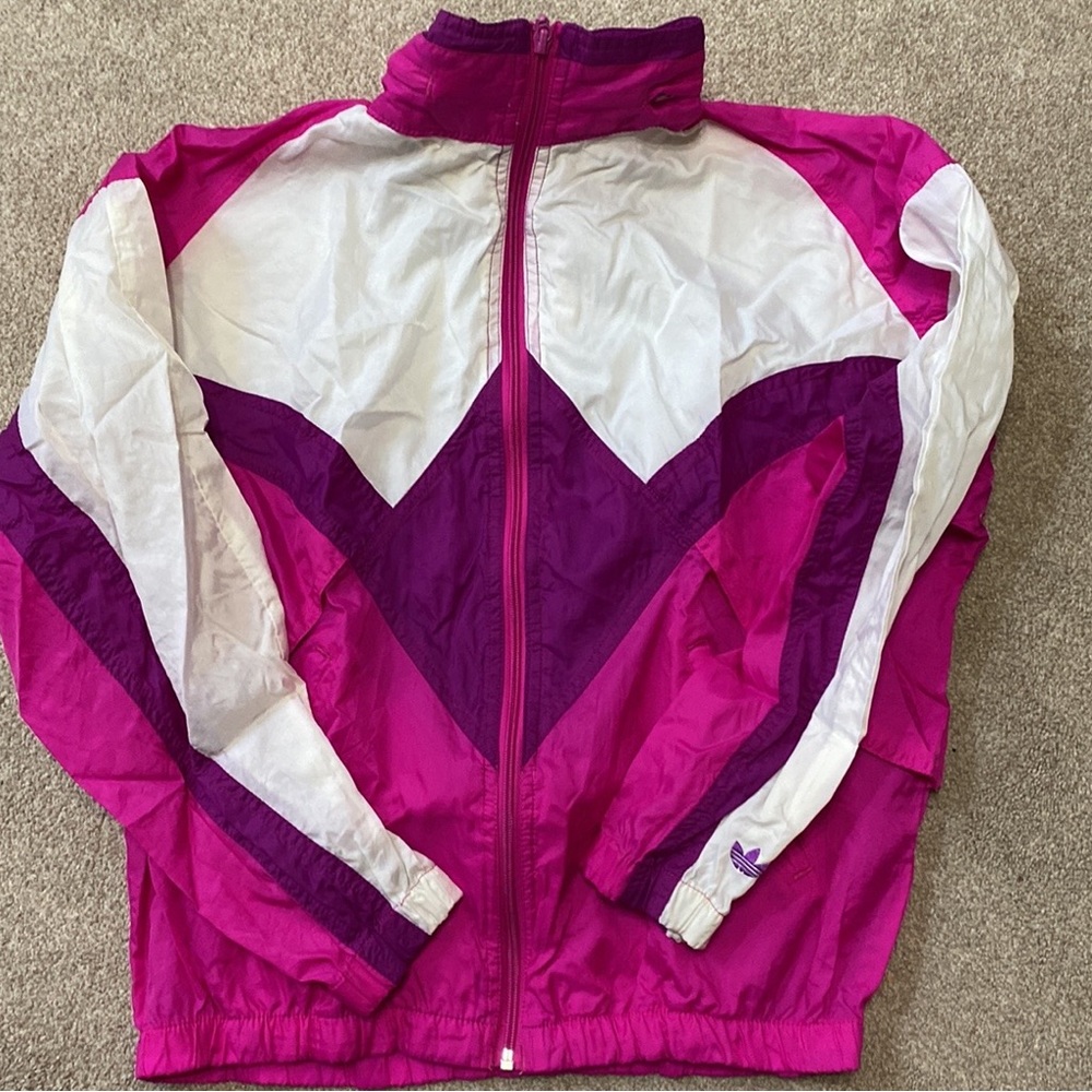 Vintage Adidas Pink Colorblock Full Zip Jacket Size M